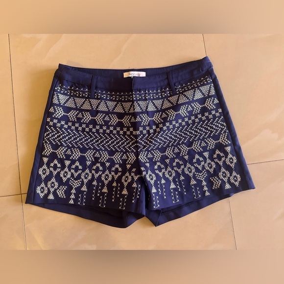 LUCY PARIS Navy Blue Cross Stitch Embroidered Shorts Sz L 42 poll on summer - Picture 13 of 14